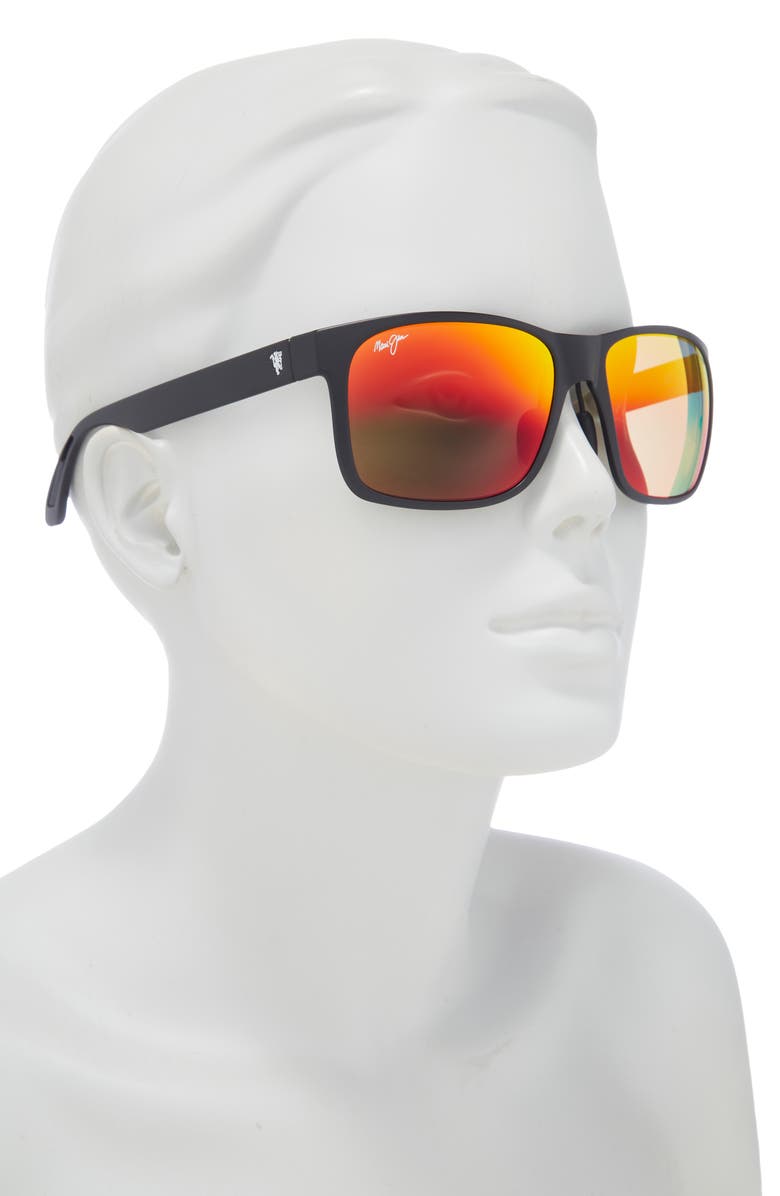 Maui Jim 59mm Core Square Polarized Sunglasses, Alternate, color, Black Black Lava