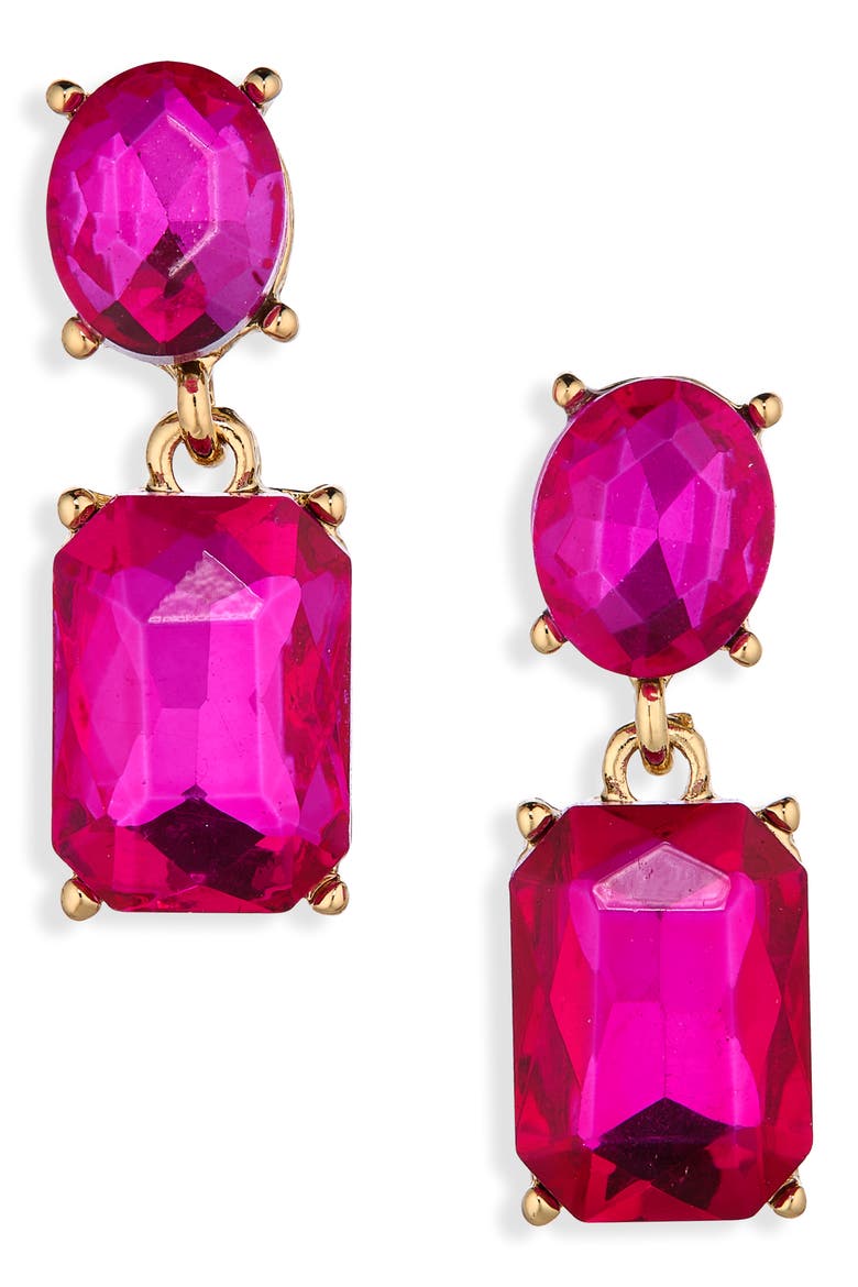 Rectangular Drop Earrings, Main, color, FUCHSIA