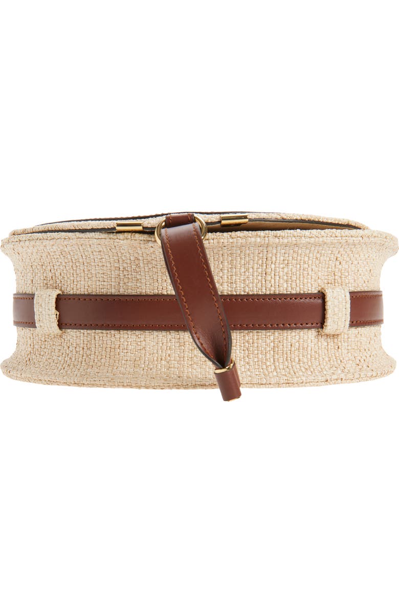 Chloé Medium Marcie Faux Raffia & Leather Saddle Bag, Alternate, color, Hot Sand