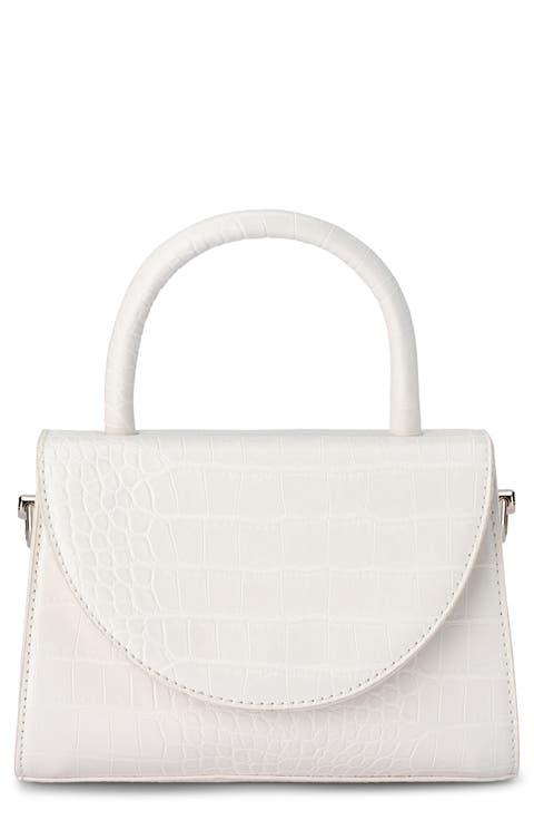 Nadia Croc Embossed Faux Leather Top Handle Bag