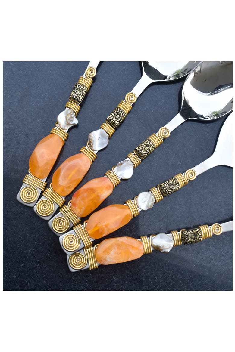 Sunset Glow 6-Piece Serving Spoons, Alternate, color, ORANGE