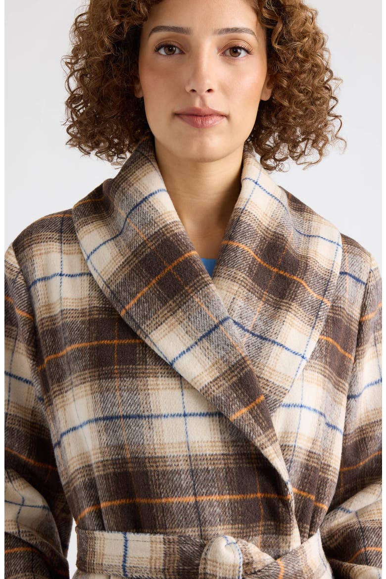 Esmee Faux Wool Handkerchief Hem Wrap Coat, Alternate, color, CHOCOLATE PLAID