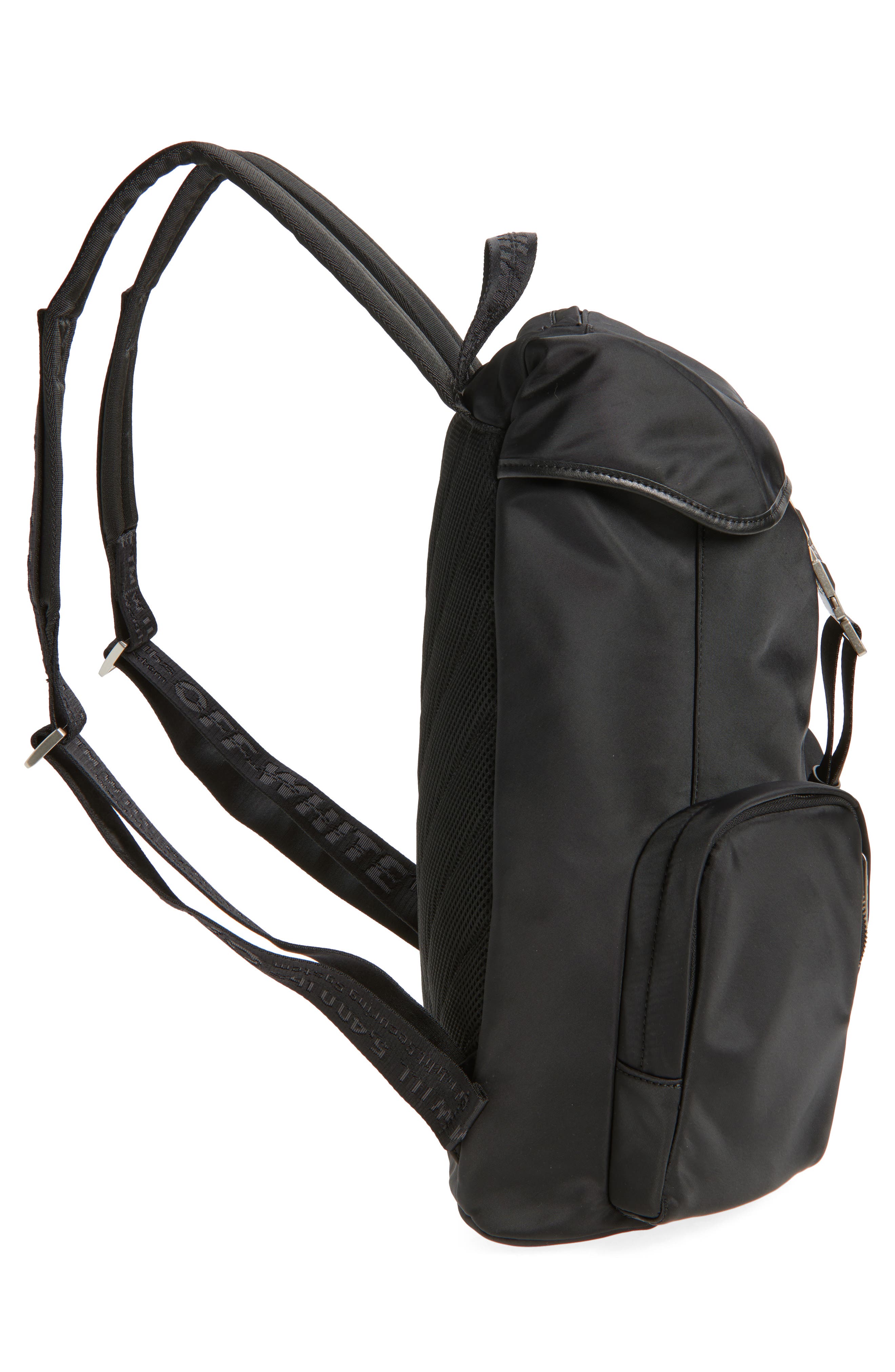 Off-White Drawstring Backpack, Alternate, color, Black