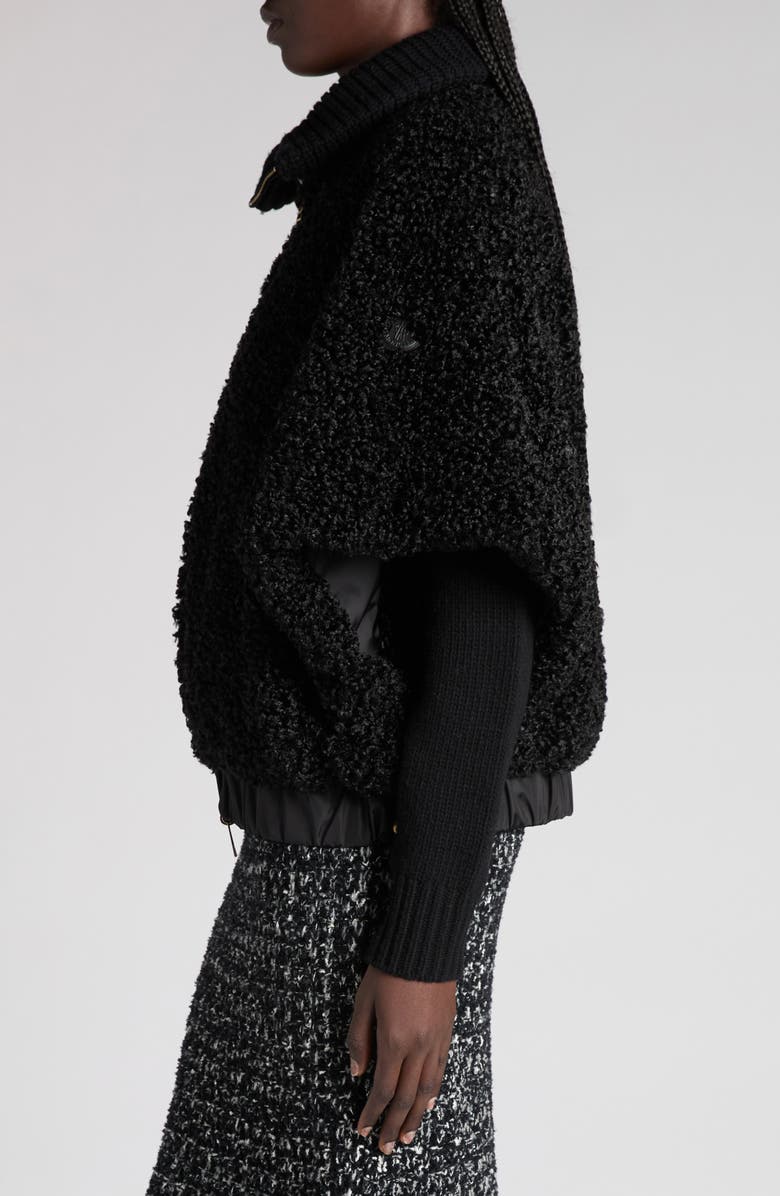 Moncler Mixed Media Reversible Cape, Alternate, color, Black