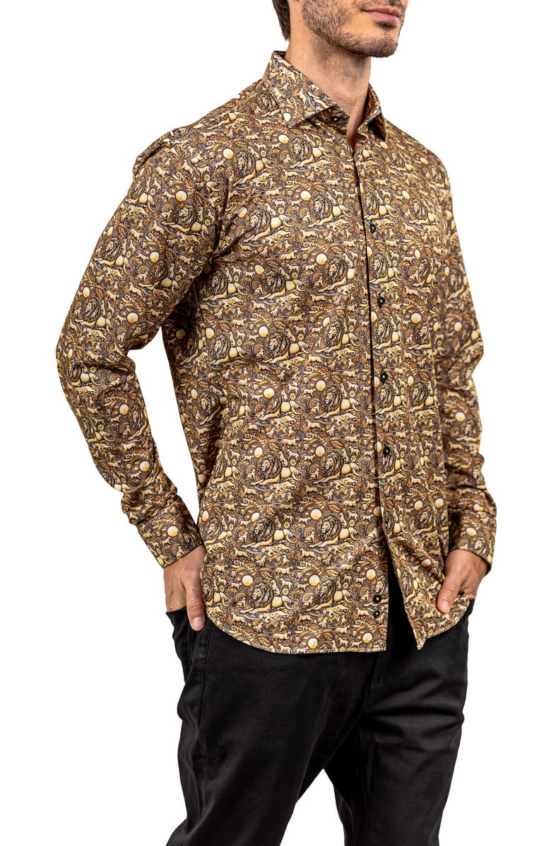 Maceoo Fibonacci Stretch Ascension 3318 Contemporary Fit Button-Up Shirt, Alternate, color, Yellow