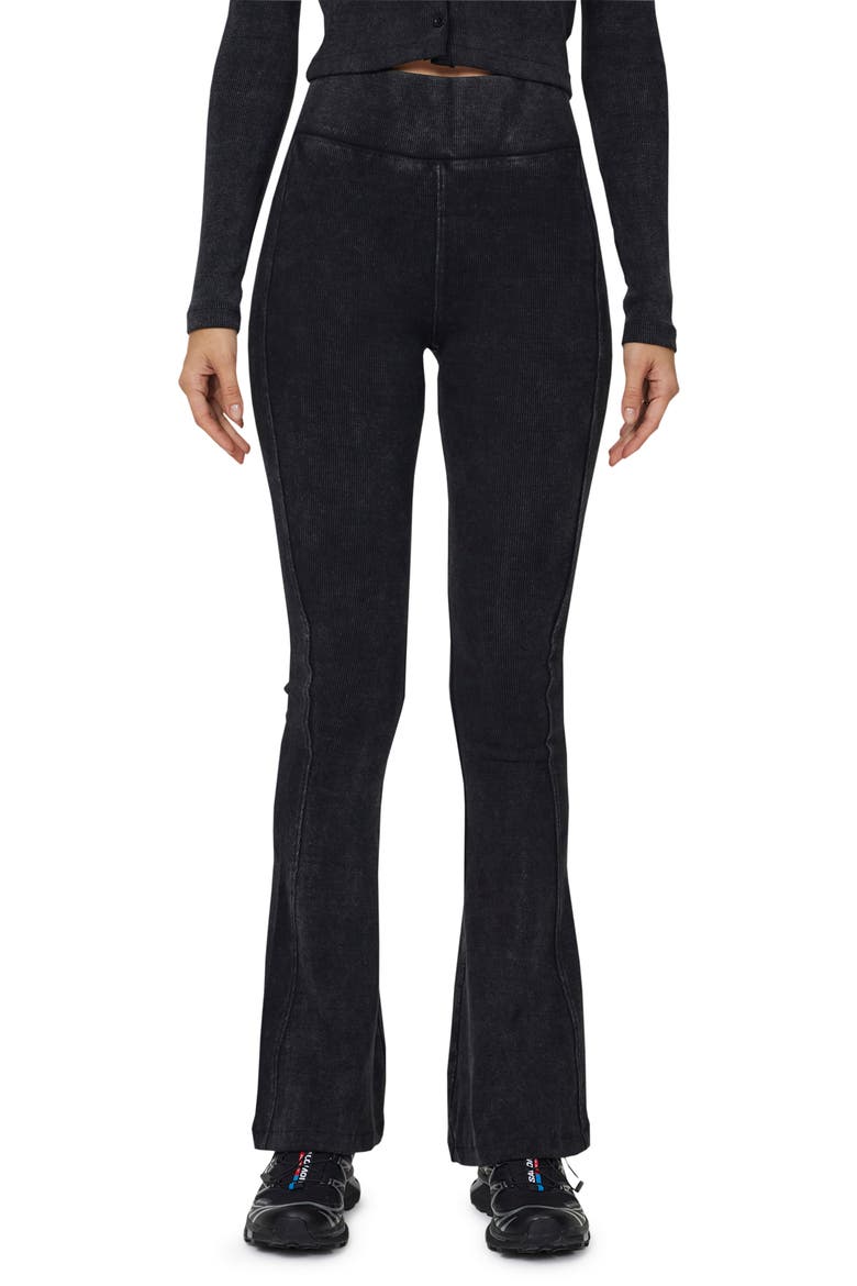 Ribbed Vintage Flared Leggings, Main, color, Black