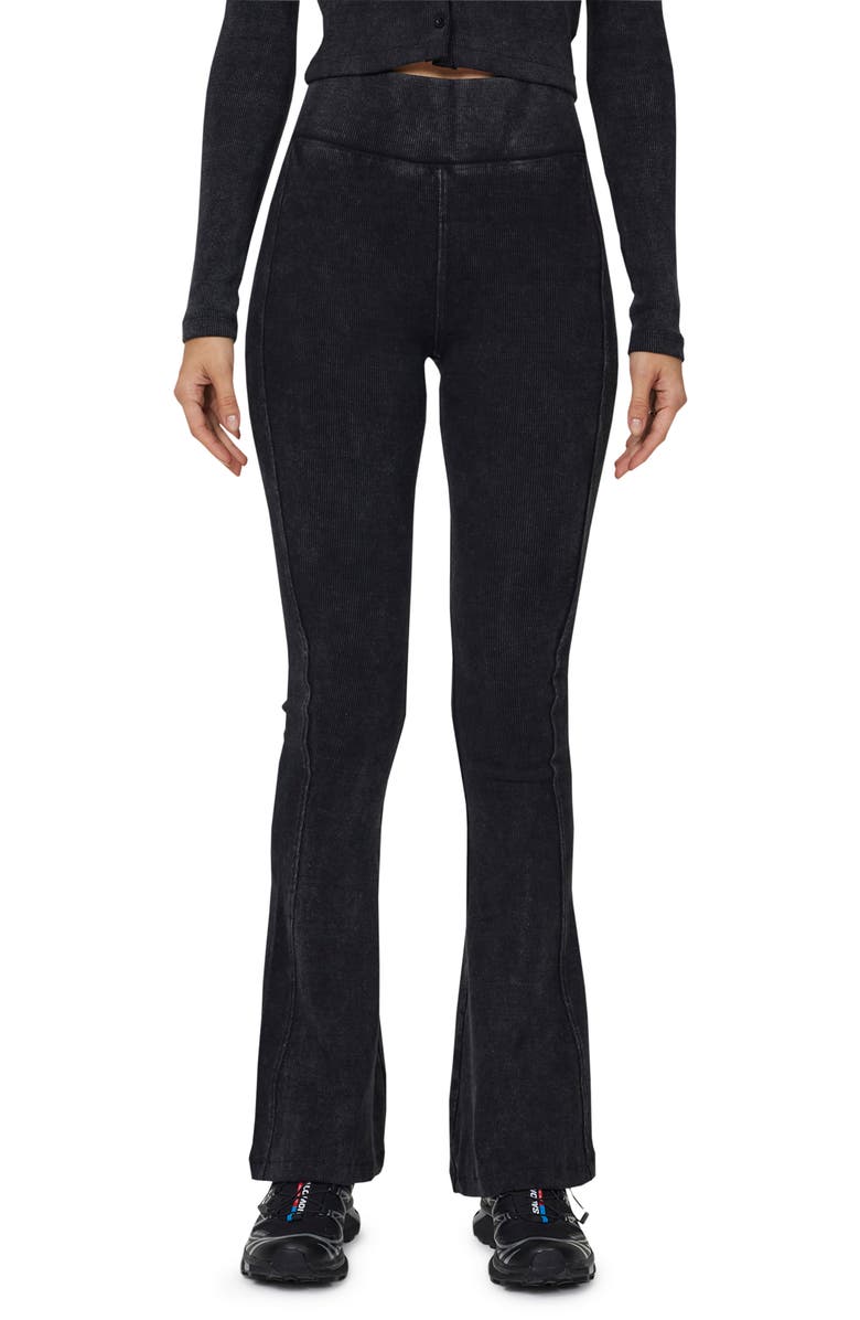 Good For Nothing Ribbed Vintage Flared Leggings, Main, color, Black