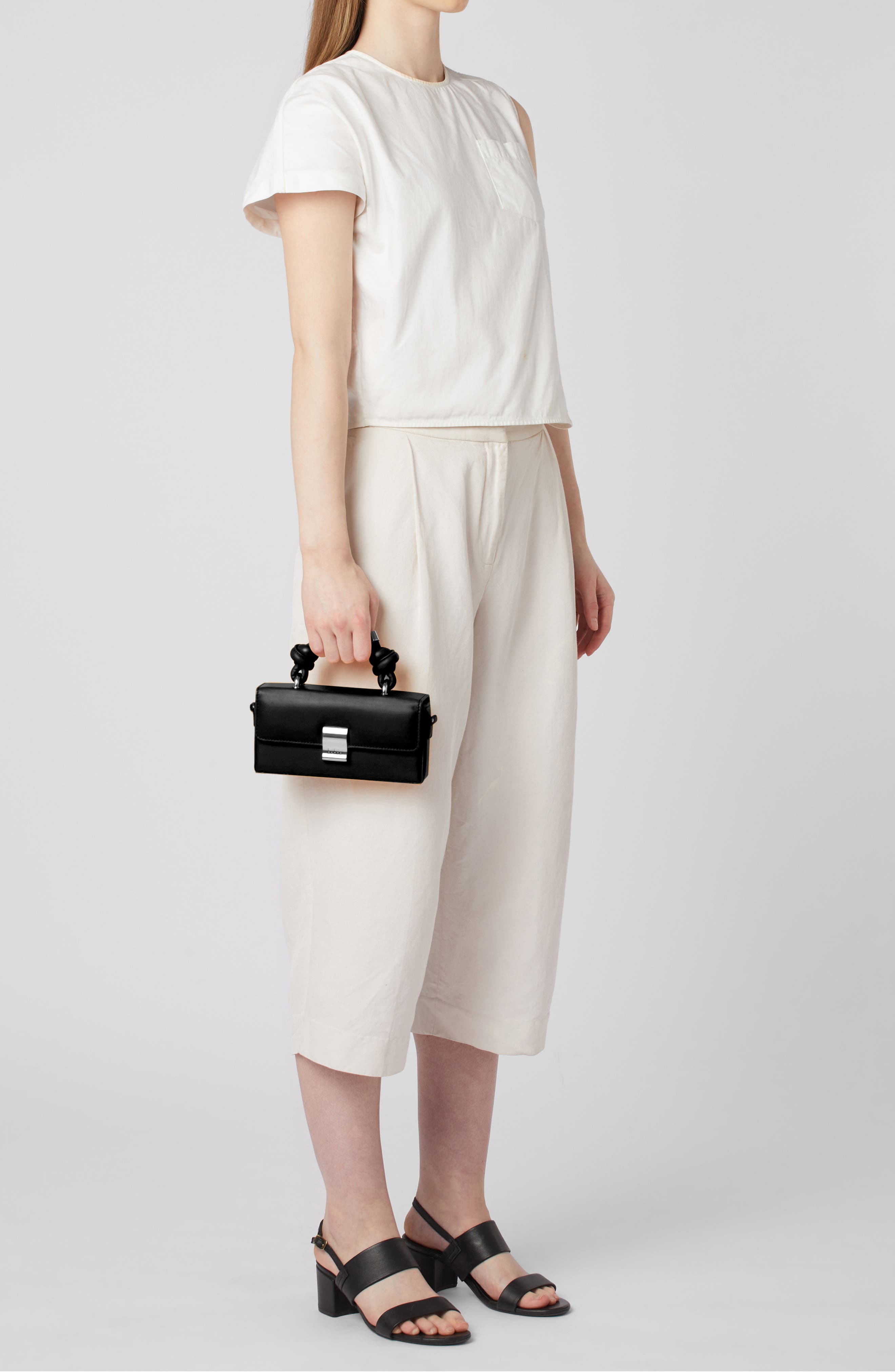 behno Micro Mary Soft Metallic Leather Crossbody Bag, Alternate, color, Black Nappa