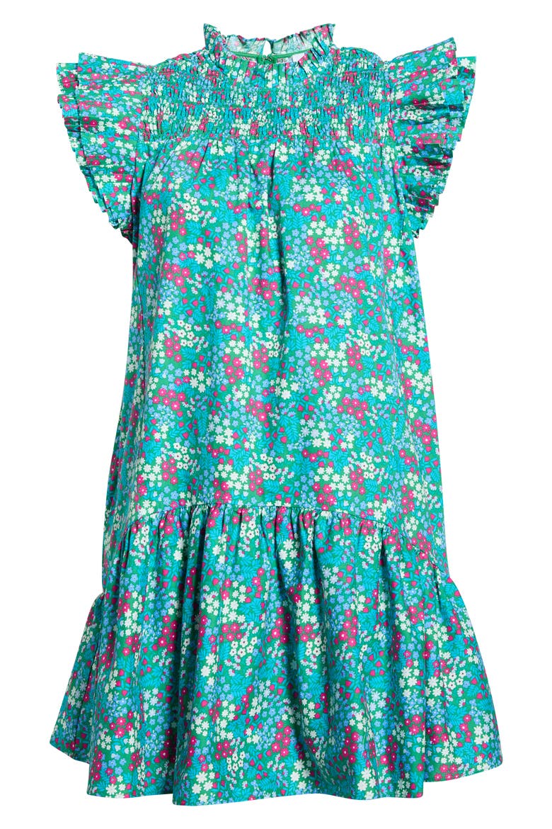 Karela Smocked Ruffle Dress, Alternate, color, GREEN-BLUES