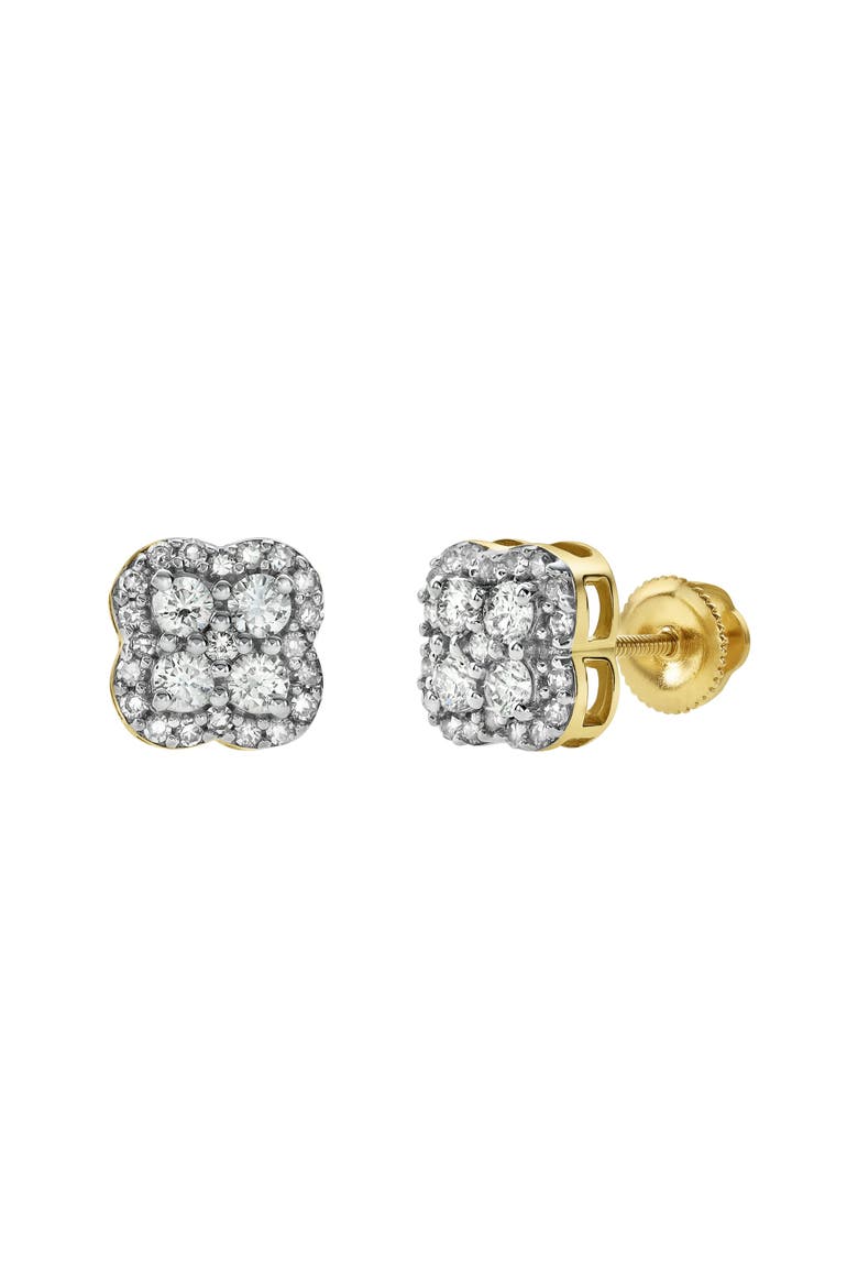 Clover 14K Gold Diamond Stud Earrings - 0.5ct., Main, color, 14K Yellow Gold