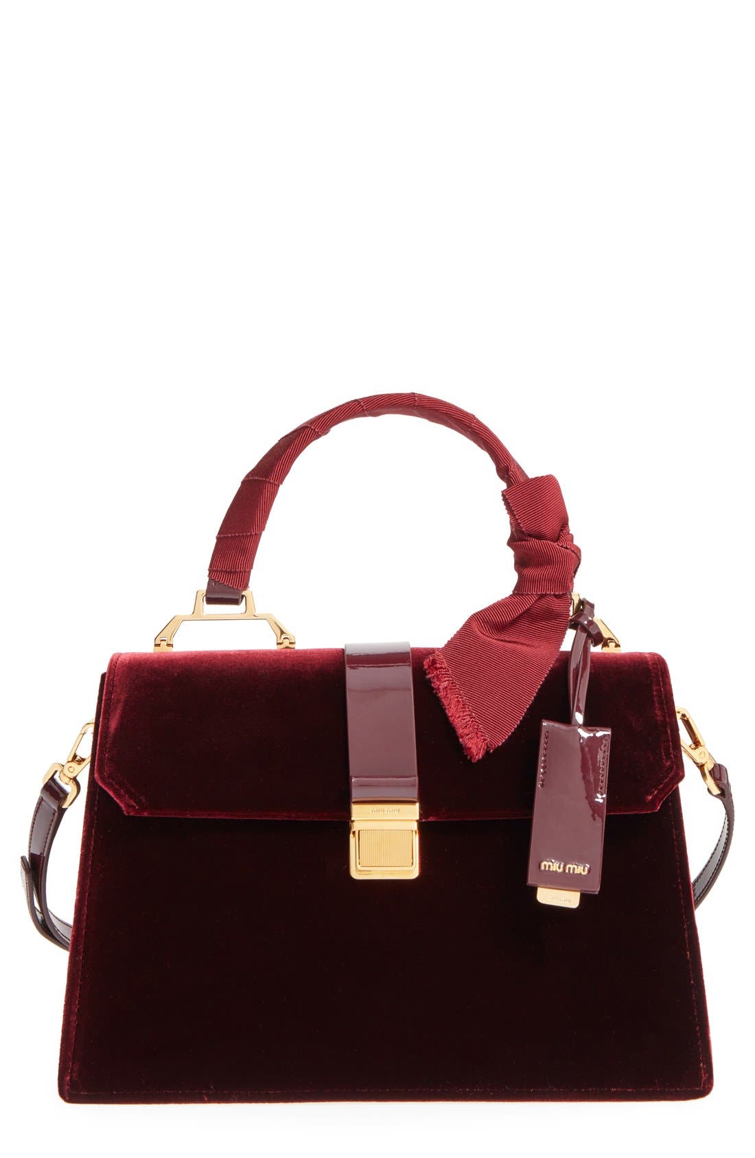 Miu Miu 'Velutto' Top Handle Satchel, Main, color, 