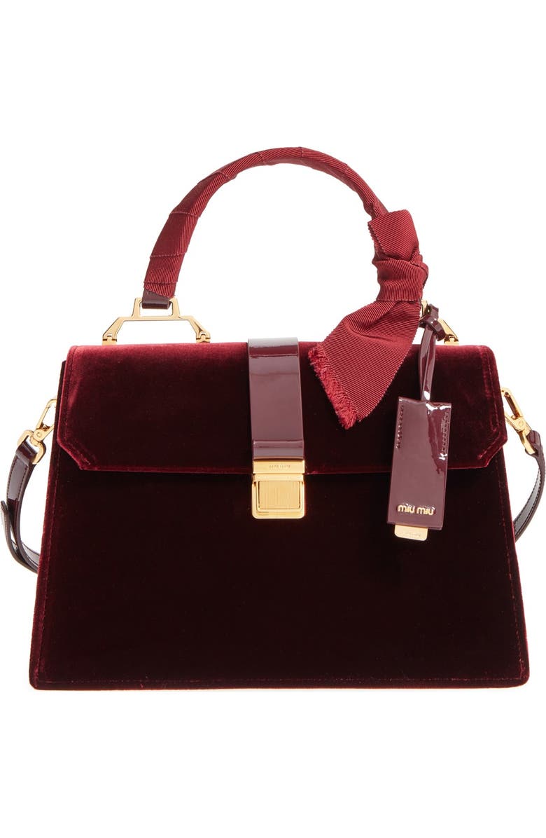 Miu Miu 'Velutto' Top Handle Satchel, Main, color,