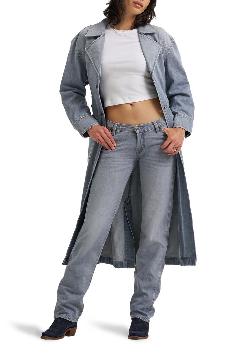 Denim Trench Coat, Alternate, color, HAUTE HAZE