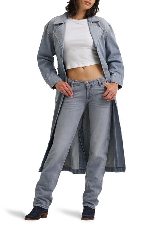 Wrangler Western Denim Trench Coat Jacket In Gray