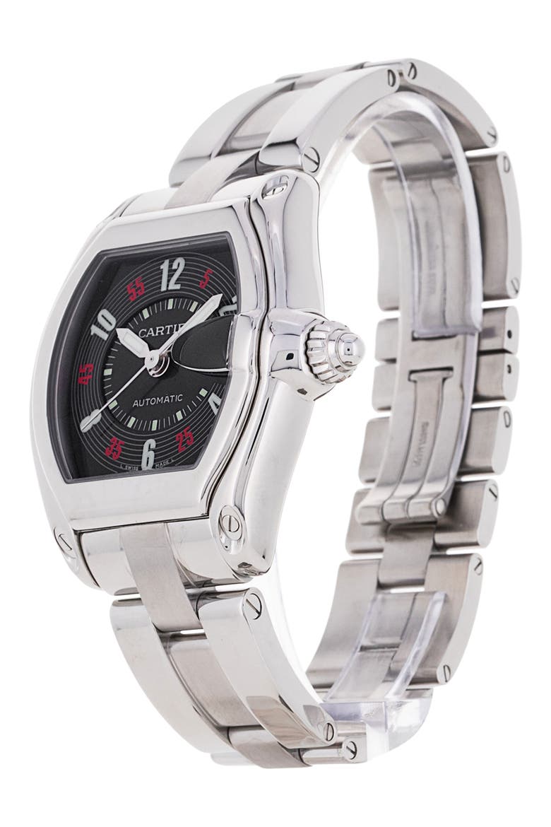 Cartier Preowned Roadster Bracelet Watch, 38mm, Alternate, color, BLACK/SILVER