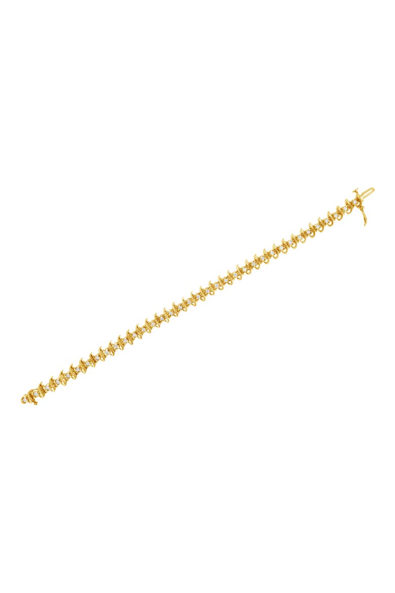 10KT Yellow Gold Plated Silver 1 cttw Prong-Set Diamond Link Bracelet, Alternate, color, Yellow Gold over Silver