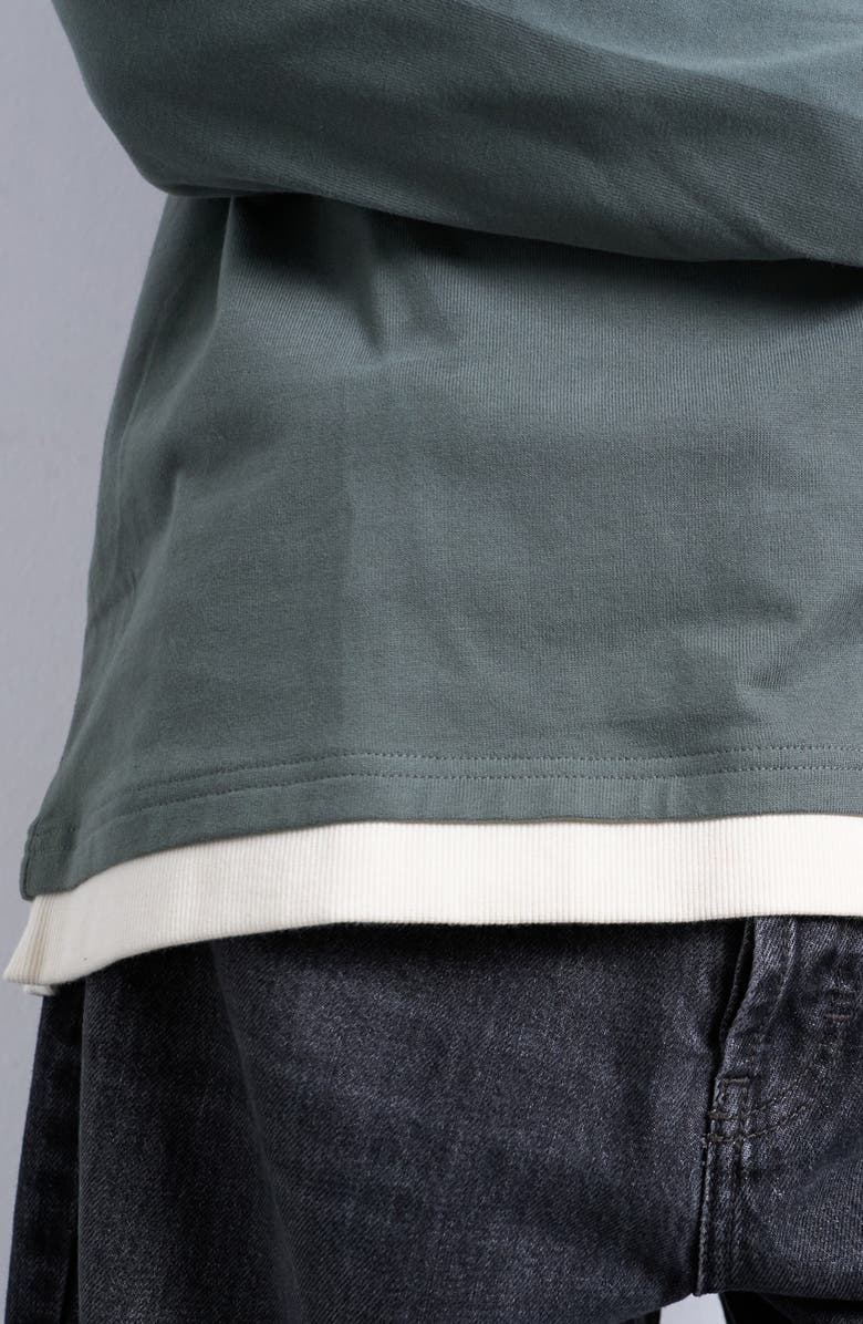 Topman Layered Long Sleeve T-Shirt, Alternate, color, Sage