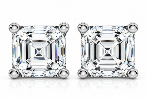 3.00Ct Asscher Cut Diamond Studs 14k Gold Lab Grown Earrings