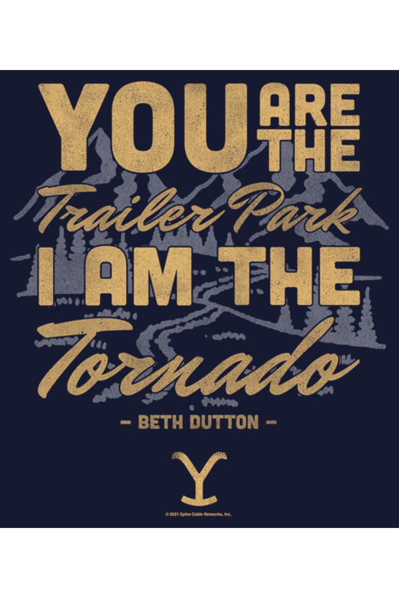 Women's Yellowstone Beth Dutton Trailer Park I Am The Tornado  Graphic T-Shirt, Alternate, color, Navy Blue