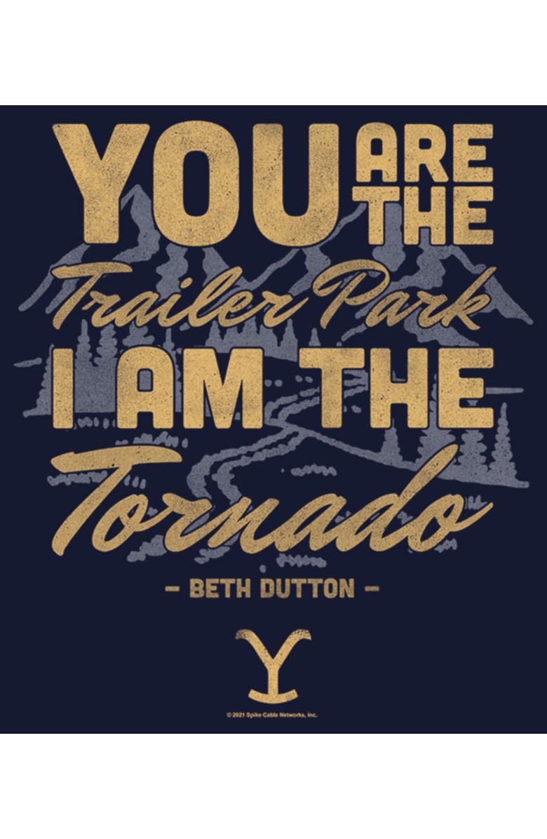 Yellowstone Women's Yellowstone Beth Dutton Trailer Park I Am The Tornado Graphic T-Shirt, Alternate, color, Navy Blue