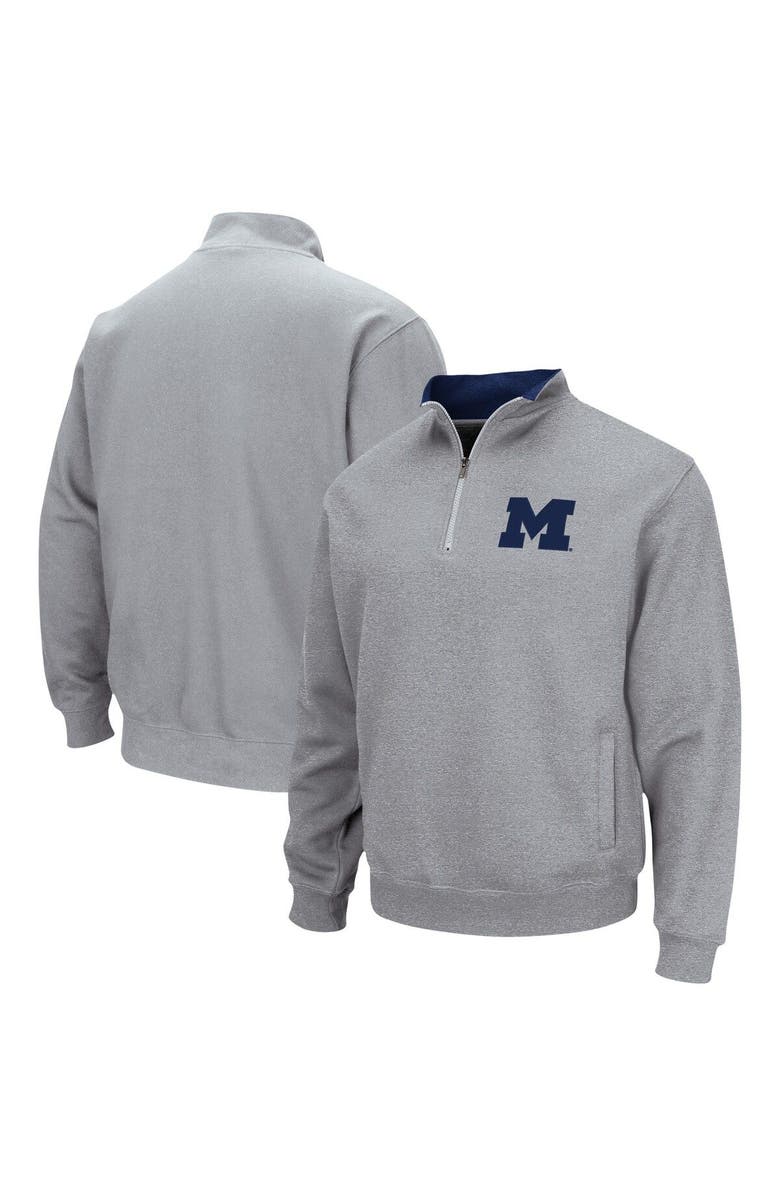 COLOSSEUM Men's Colosseum Heathered Gray Michigan Wolverines Tortugas Team Logo Quarter-Zip Jacket, Main, color, Heather Gray