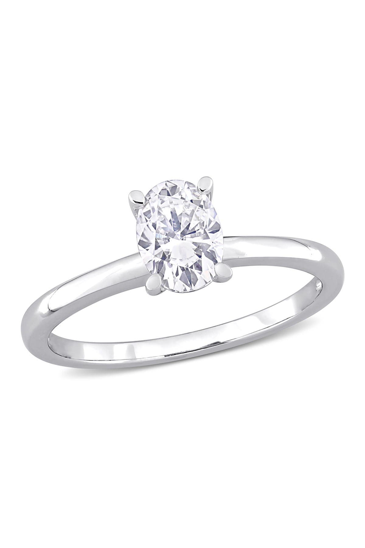 DELMAR Sterling Silver Created Moissanite Solitaire Engagement Ring