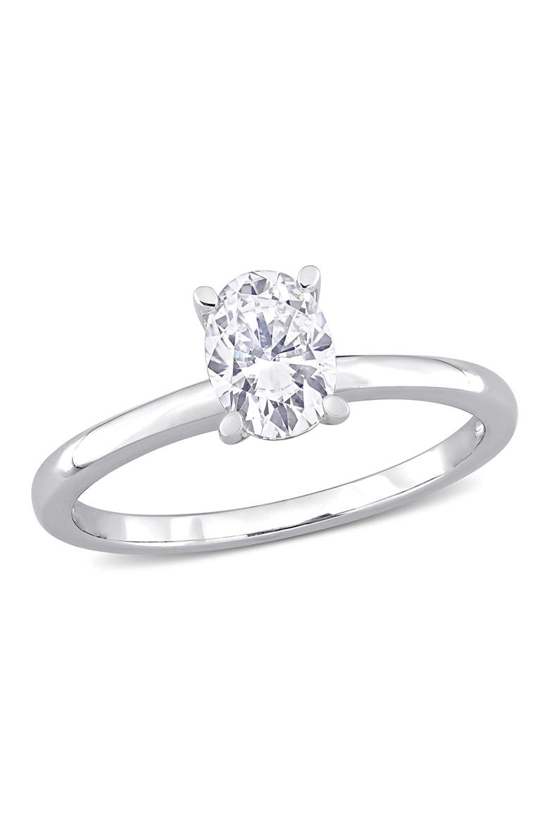 Sterling Silver Created Moissanite Solitaire Engagement Ring, Main, color, WHITE