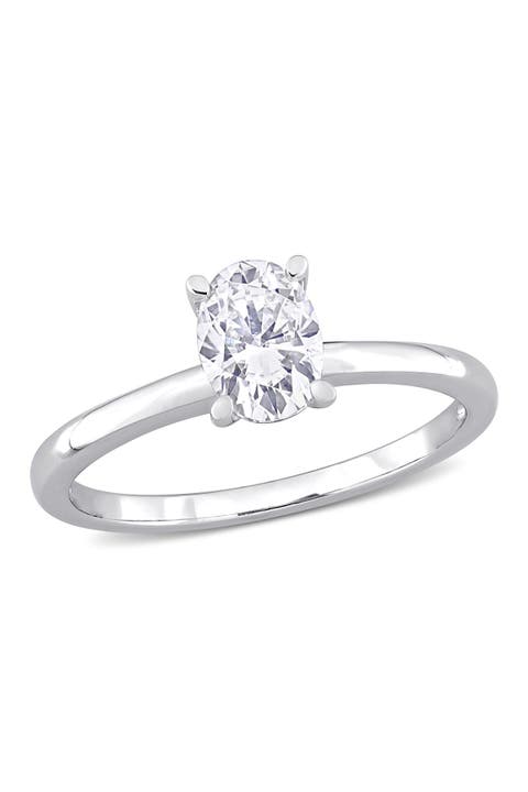 Sterling Silver Created Moissanite Solitaire Engagement Ring