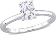 DELMAR Sterling Silver Created Moissanite Solitaire Engagement Ring