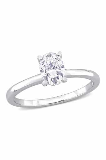 DELMAR Sterling Silver Created Moissanite Solitaire Engagement Ring