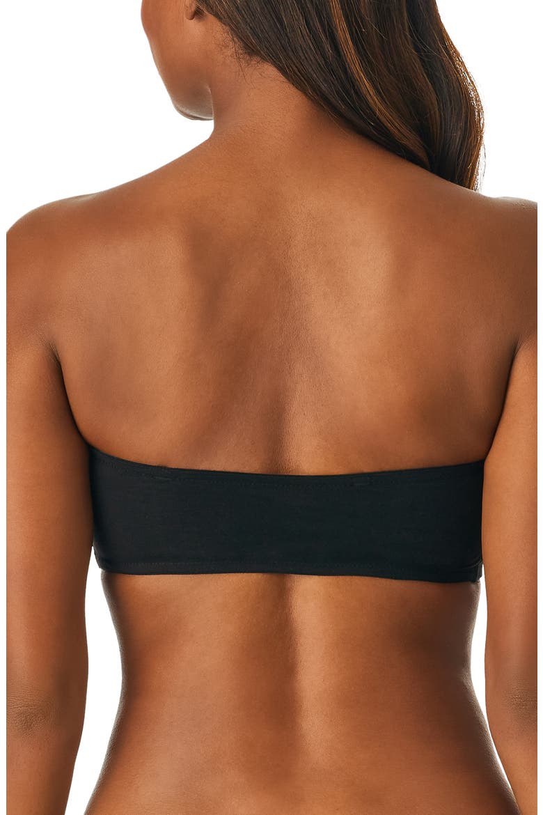 Cabana Strapless Cotton Blend Bandeau, Alternate, color, BLACK