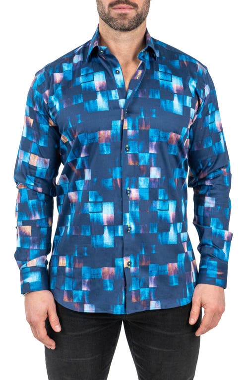 Maceoo Fibonacci Sensored Contemporary Fit Button-Up Shirt in Blue 