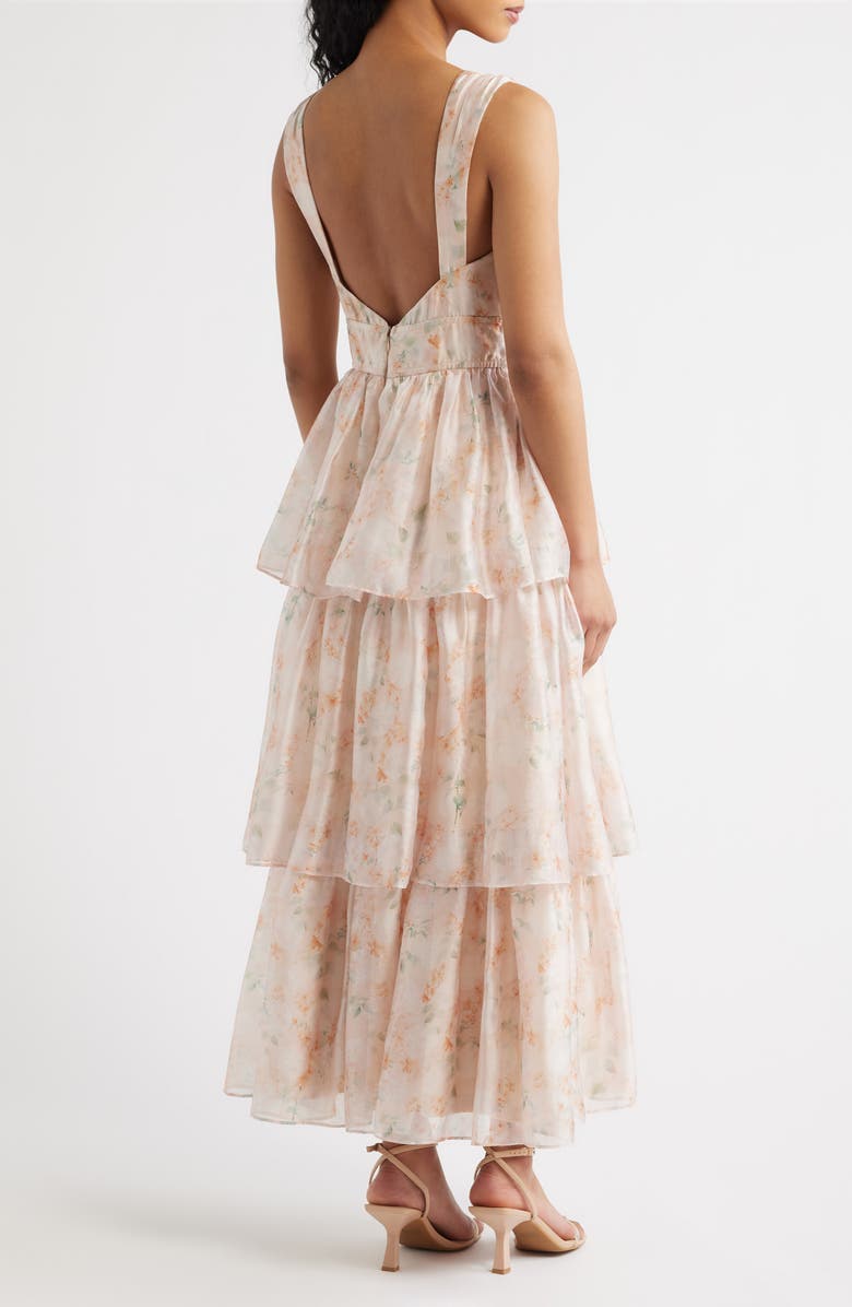 Lulus Vallia Tiered Maxi Dress, Alternate, color, Blush Floral