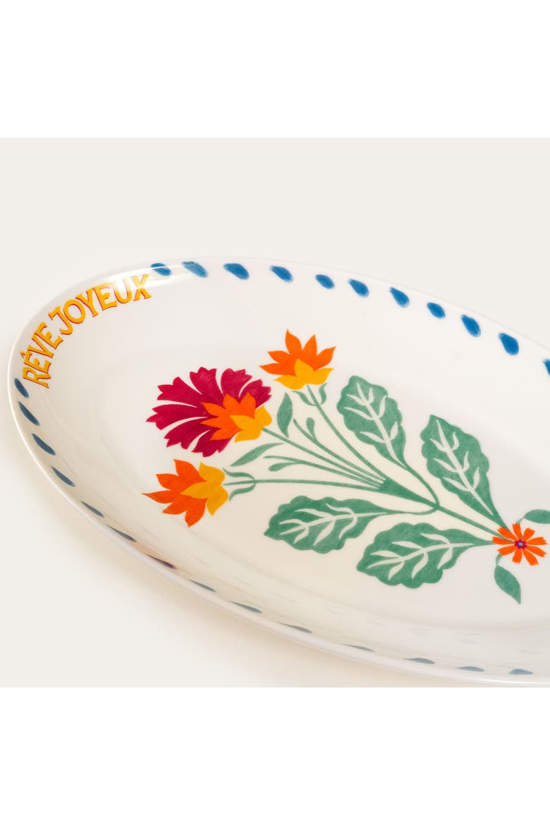 Floral Porcelain Platter 2 Pcs Set, Alternate, color, White