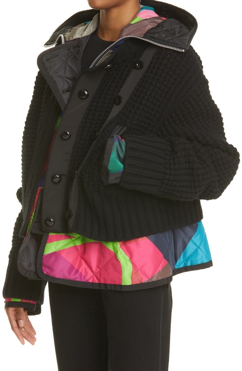 Sacai x KAWS Mixed Media Hooded Jacket, Alternate, color, 