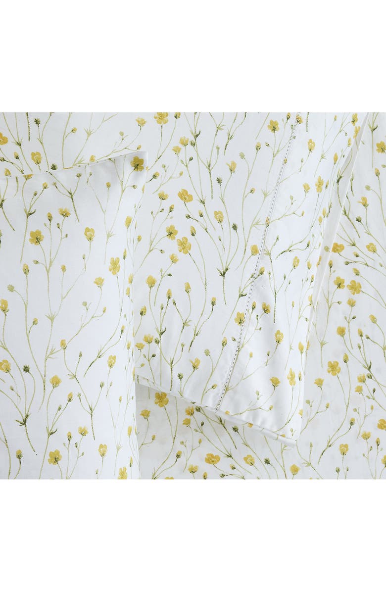 MELANGE HOME 400 Thread Count Butter Floral 4-Piece Sheet Set, Alternate, color, Yellow