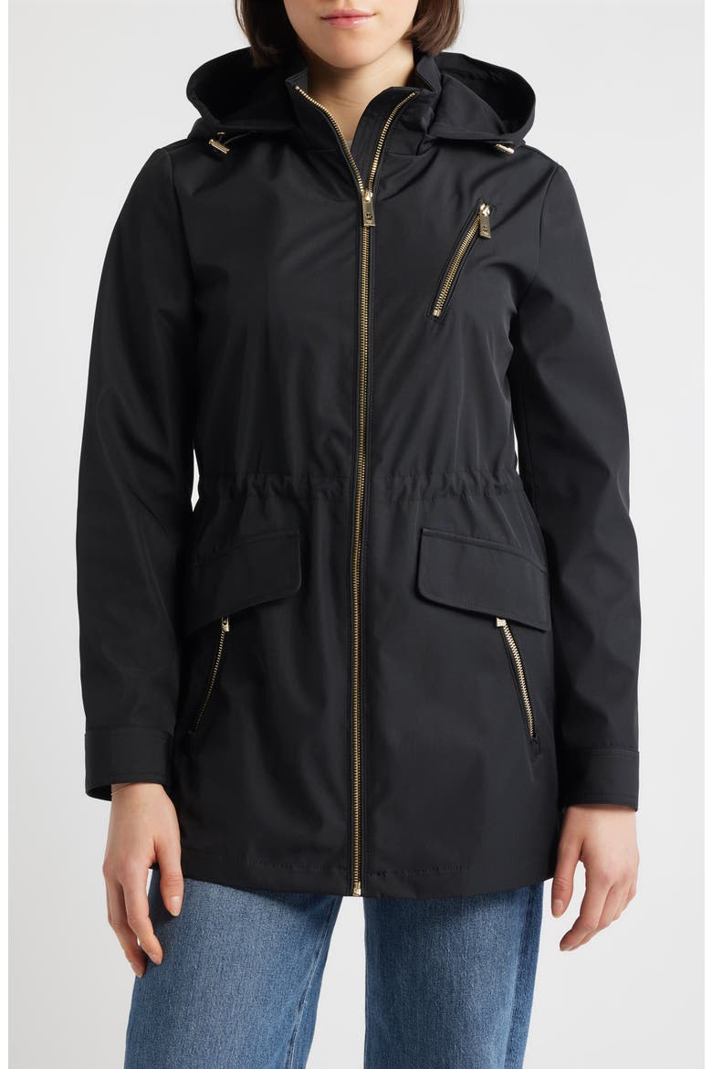 Zip Front Jacket with Removable Hood, Main, color, BLACK