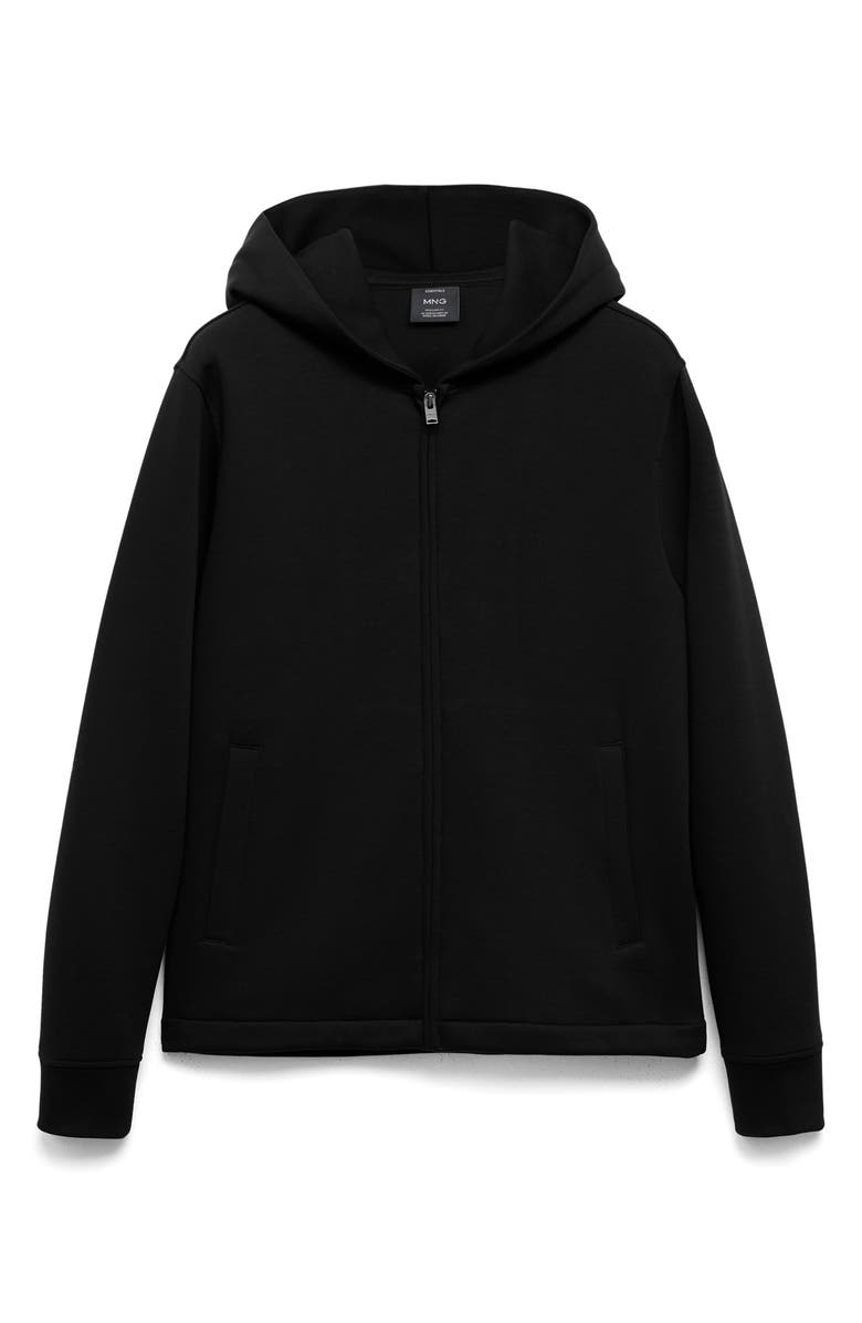 MANGO Zip-Up Hoodie, Alternate, color, Black