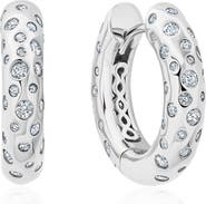 Crislu Cascade Cubic Zirconia Huggie Hoop Earrings