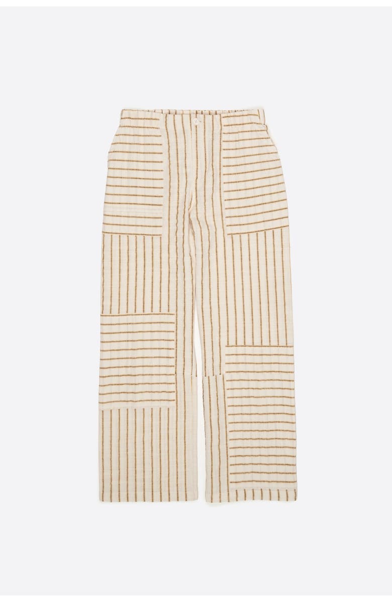 Bimba y Lola Ocher Cotton Patchwork Jogger Trousers With Stripes, Alternate, color, Mustard