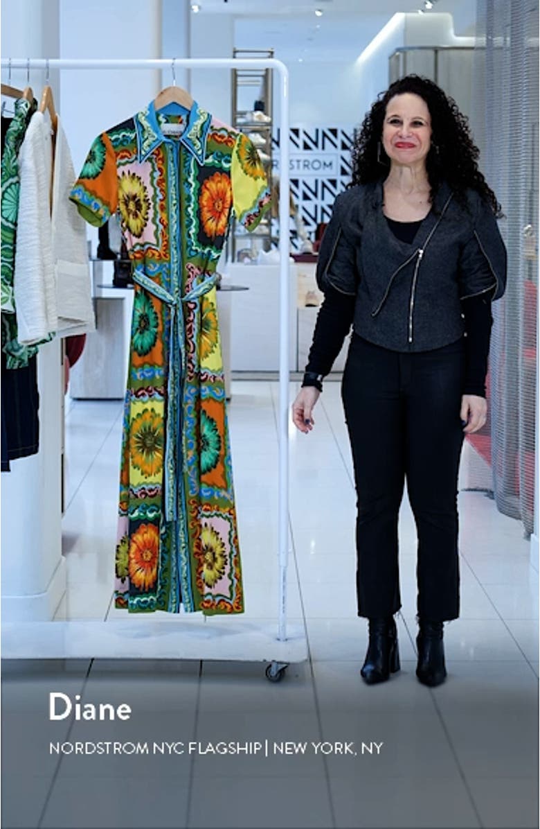 Disco Daisy Tie Waist Shirtdress, sales video thumbnail