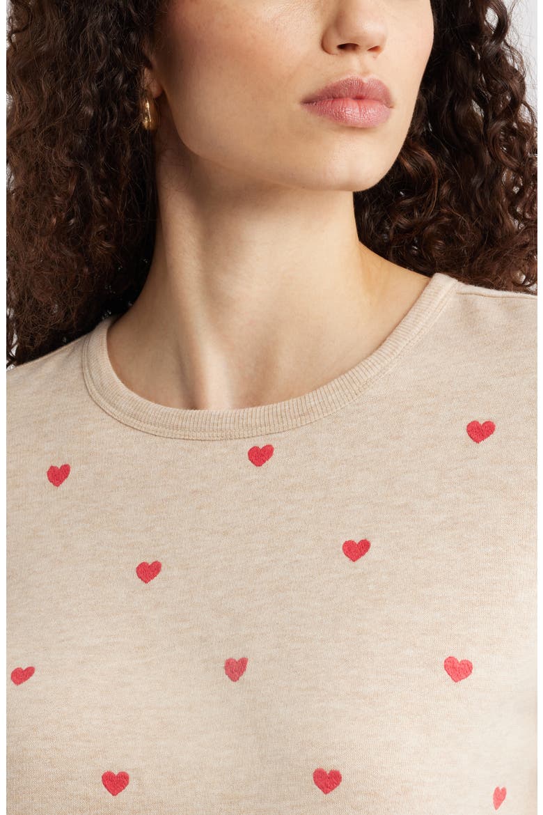 Embroidered Heart Sweatshirt, Alternate, color, TAN DOESKIN HEATHER MINI HEART