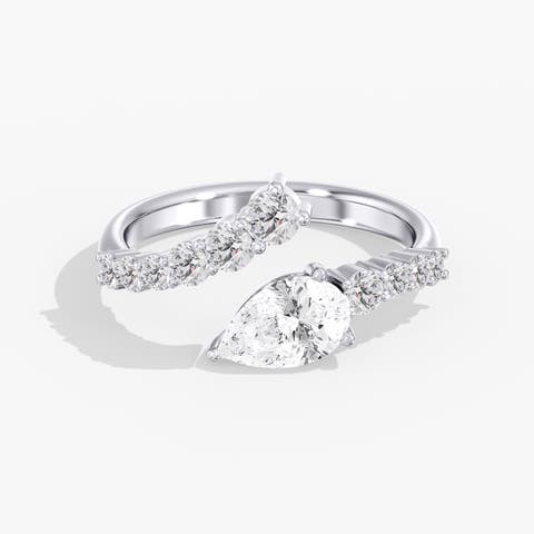 Pear Bypass Lab Diamond Ring in 14K