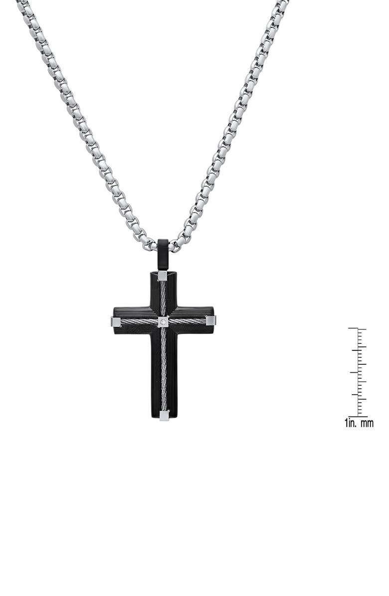 HMY JEWELRY Men's Two-Tone Crystal Cross Pendant Necklace, Alternate, color,
