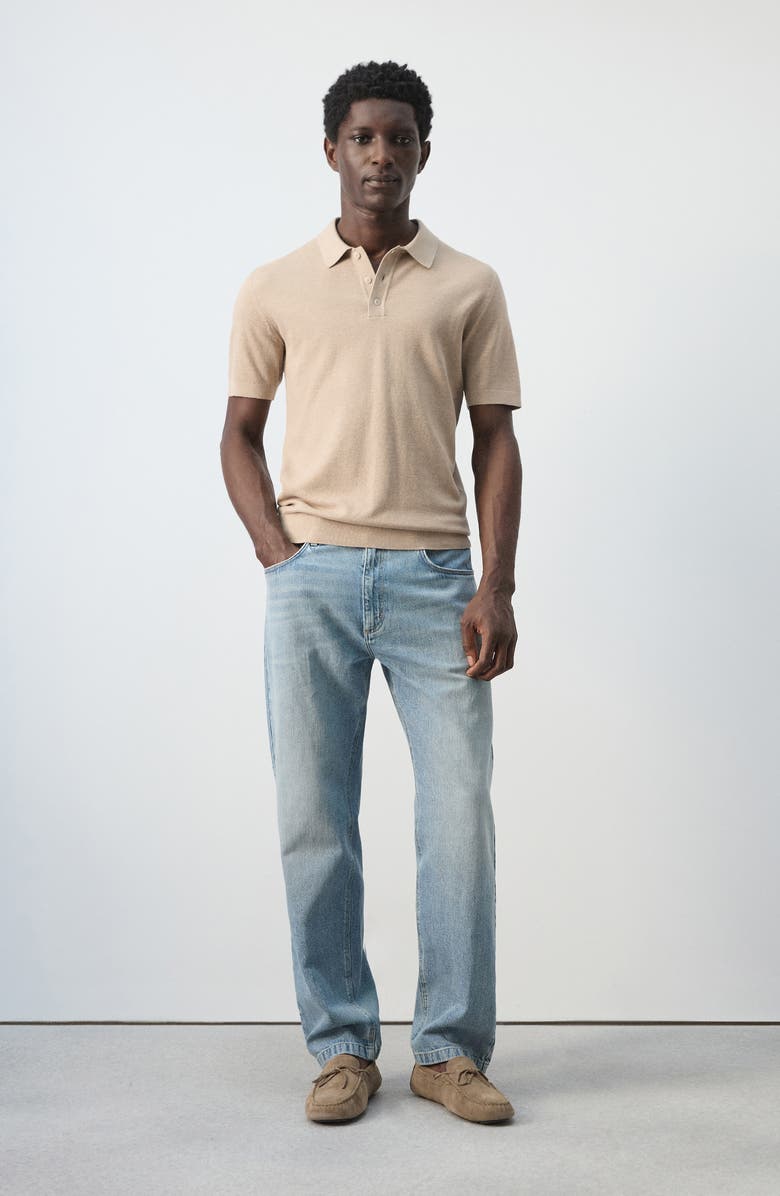 MANGO Fine Knit Polo, Alternate, color, Beige