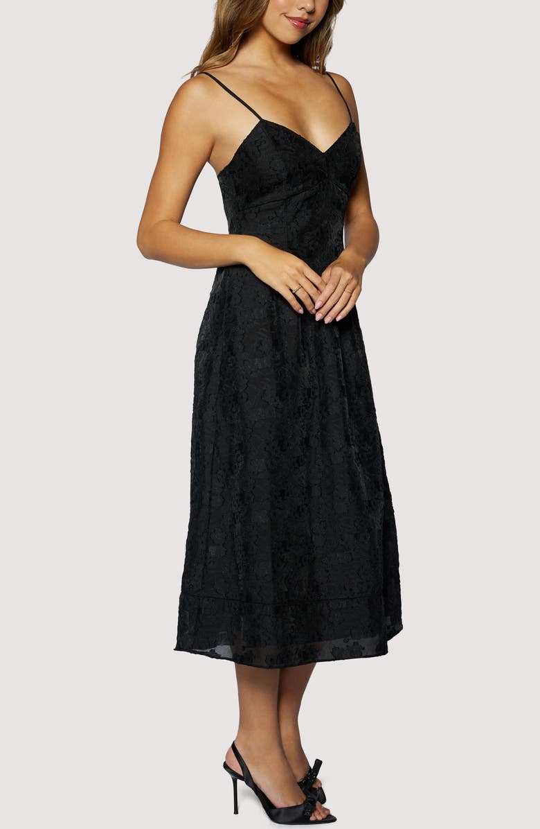 Lost + Wander Petal Veil Jacquard Dress, Alternate, color, Black