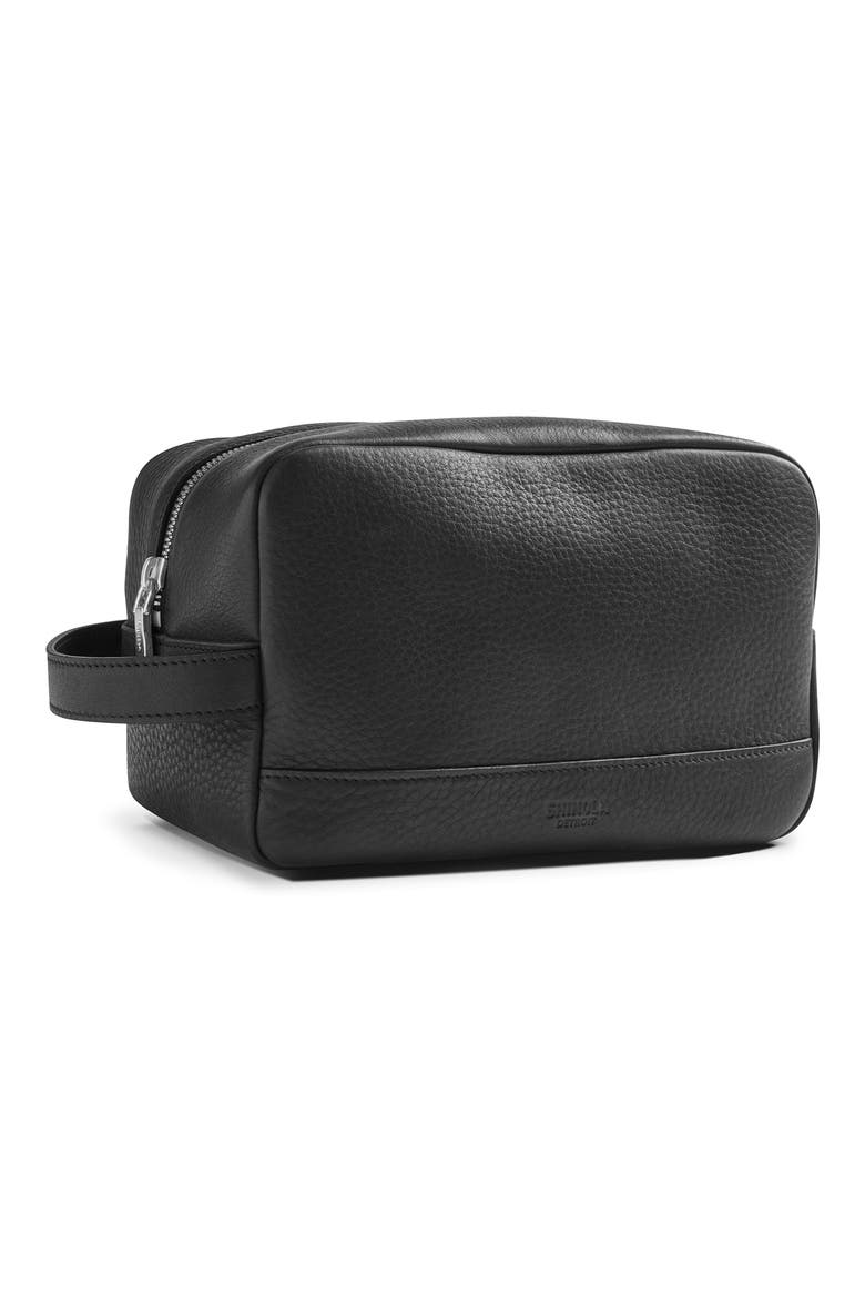 Leather Zip Travel Kit, Alternate, color, BLACK