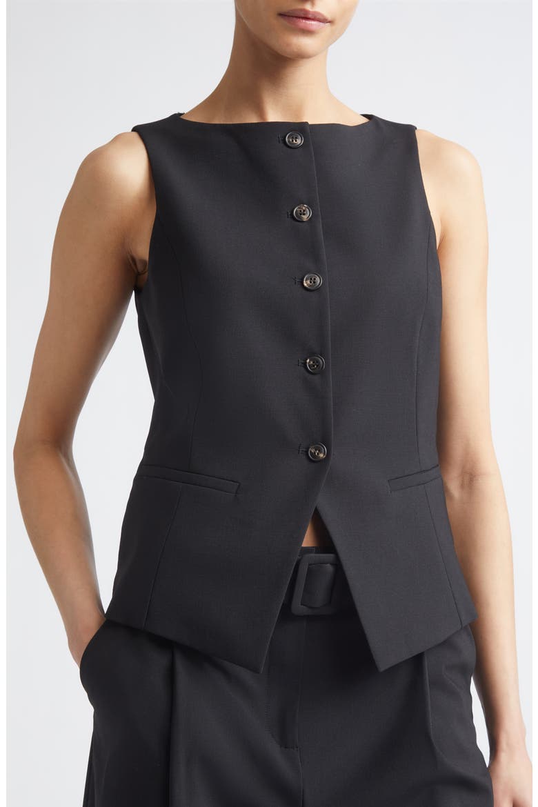 Collarless Buttoned Vest, Alternate, color, 22 BLACK