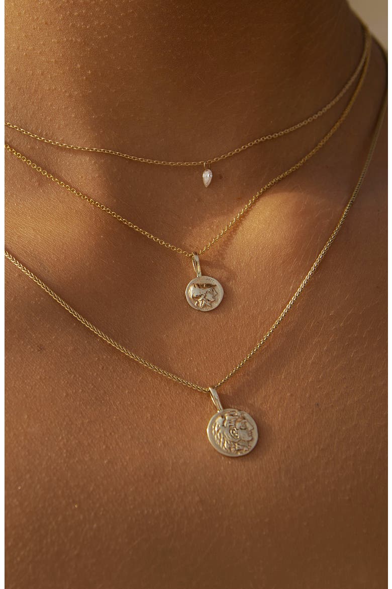 Mini Athena Coin Pendant, Alternate, color, 14K Yellow Gold