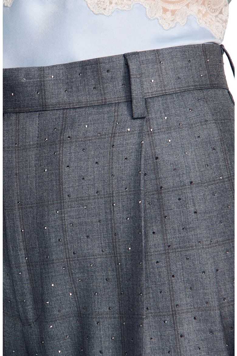 Rhinestone check wool trousers, Alternate, color, Dark grey